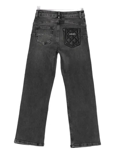 Liu •jo Quilted Five-pocket Design Jeans In Gray
