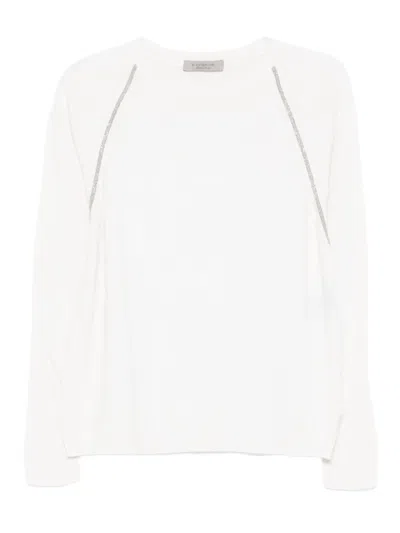 D Exterior Classic Knit Sweater With Relaxed Fit In White