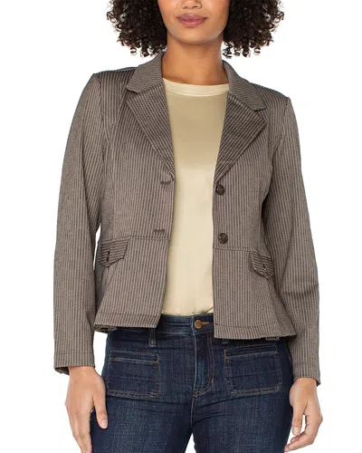 Liverpool Los Angeles Stripe Peplum Blazer In Brown