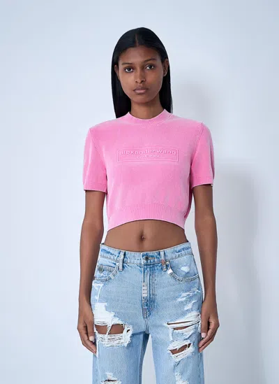 Alexander Wang Women Chenille Pullover In Cotton Blend With Logo In Pink