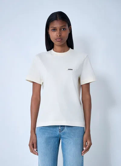 Jacquemus Roun Neck Cotton Logo T-shirt In White