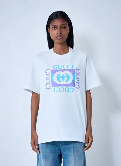 Gucci Women Cotton T-shirt With Print In White