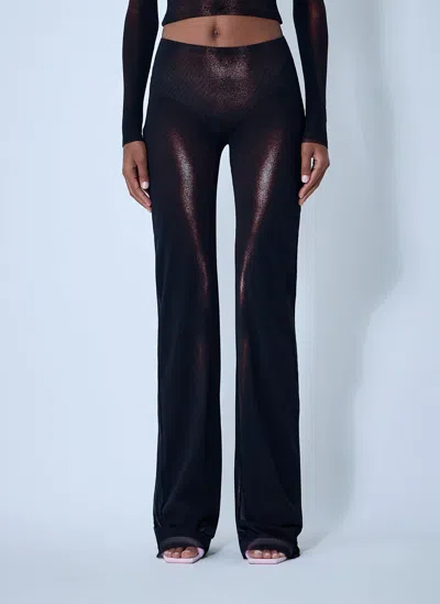 Jean Paul Gaultier High Waist Sheer Trousers With Metallic Finish In Black