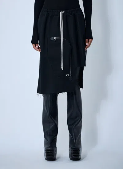 Rick Owens Midi Skirt With Asymmetric Hem And Pockets In Black
