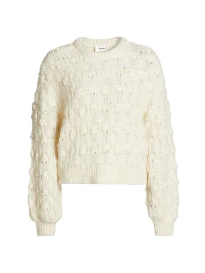 Frame Popcorn Knit Pullover In Cream In White