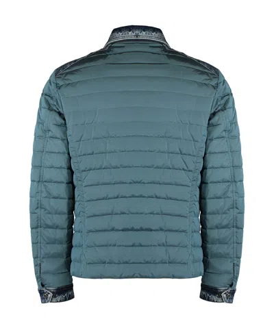 Moorer Crespi Denim Patchwork Down Jacket In Blue