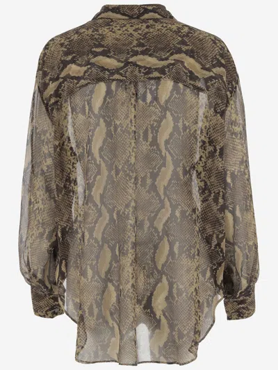 Aspesi Python-print Buttoned Shirt In Brown