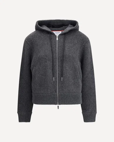 Thom Browne Wool Hoodie Adjustable Drawstring In Gray