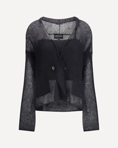 Giorgio Armani Women Double-breasted Cardigan And Top In A Wool And Mohair Blend Twin-set In Black