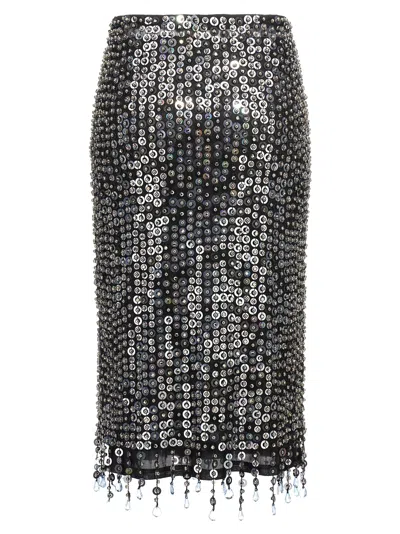 Pinko Whisper Beaded High-waisted Sequin Skirt In Metallic