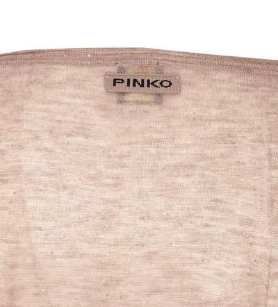 Pinko Salomone Wool Sweater With Micro Sequins In Sand