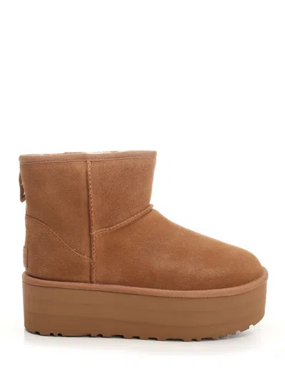Ugg Beige Suede Ankle Boots In Brown