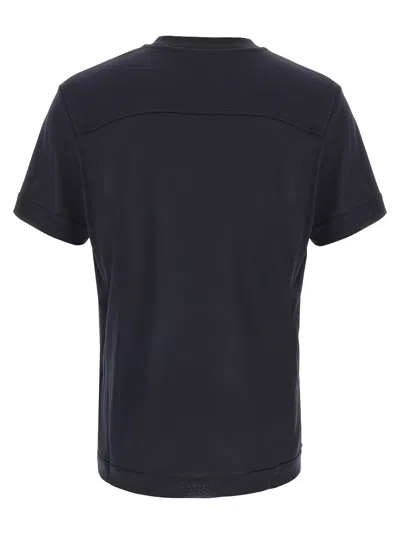 Moncler Lyocell T-shirt With Logo Print In Blue