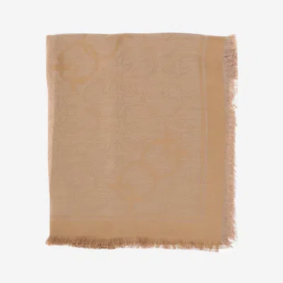 Pinko Viscose Blend Scarf With Love Birds Pattern In Neutral