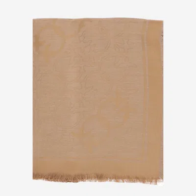 Pinko Viscose Blend Scarf With Love Birds Pattern In Neutral