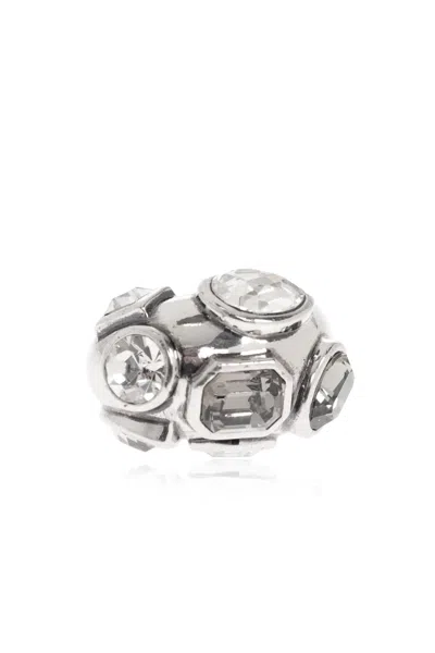 Etro Crystal Embellished Ring In Silver