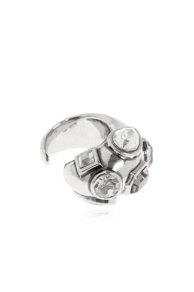 Etro Crystal Embellished Ring In Silver