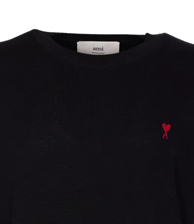 Ami Alexandre Mattiussi Pull Col Rond Ami Paris De Coeur In Black