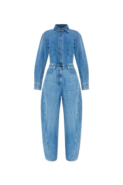Givenchy Denim Jumpsuit With Shirt Collar In Blue