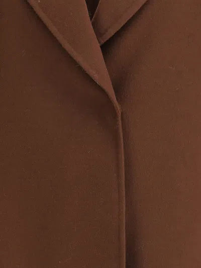 Fabiana Filippi Waist Belt Long Sleeve Lapel Pocket Coat In Brown