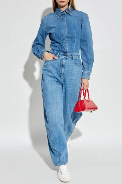 Givenchy Denim Jumpsuit With Shirt Collar In Blue