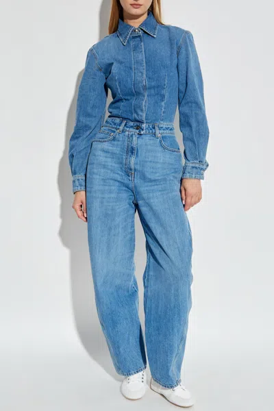Givenchy Denim Jumpsuit With Shirt Collar In Blue