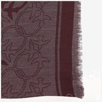 Pinko Viscose Blend Scarf With Love Birds Motif In Burgundy