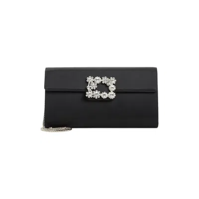 Roger Vivier Buckle Embellished Chain Strap Shoulder Bag In Black