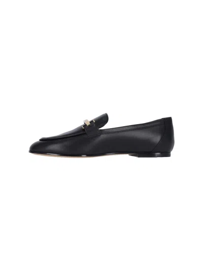 Tod's Leather Bar Detail Loafers In Black