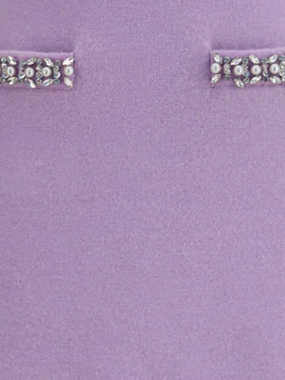 Self-portrait Knit Skirt With Crystals In Purple