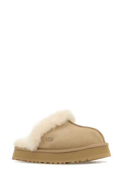 Ugg Sand Suede Disquette Slippers In Brown
