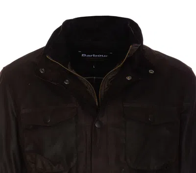 Barbour Ogston Wax Jkt Casual Jacket In Black Cotton In Brown