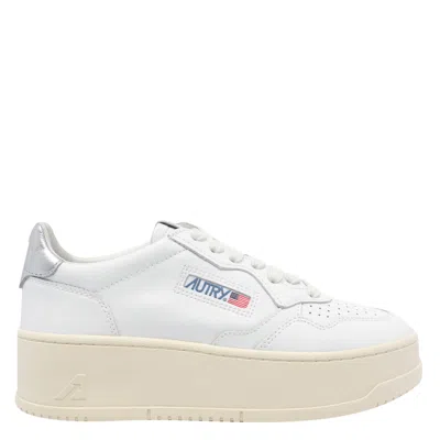 Autry Sneakers Medalist Platform In Suede And Leather White And Gray. In White