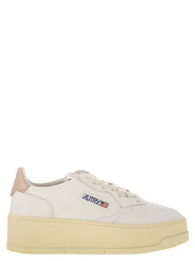 Autry White Low Top Sneakers With Oversized Platform In White