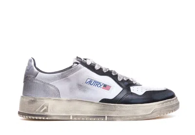 Autry Chunky White Sneakers With Textured Panels In White