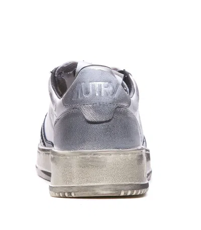 Autry Chunky White Sneakers With Textured Panels In White