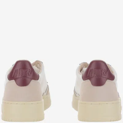 Autry Medalist Low Sneakers In White And Burgundy Suede And Leather In Multi