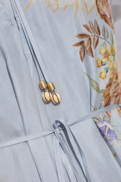 Zimmermann Women Powder Blue Multi Floral Silk Habotai Coco Maxi Dress In Purple