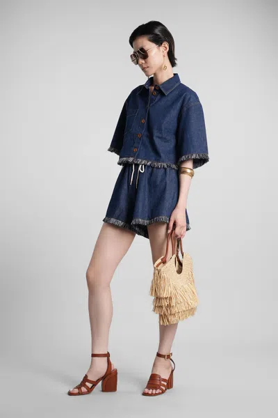 Zimmermann Rhiannon Drawstring Shorts In Blue