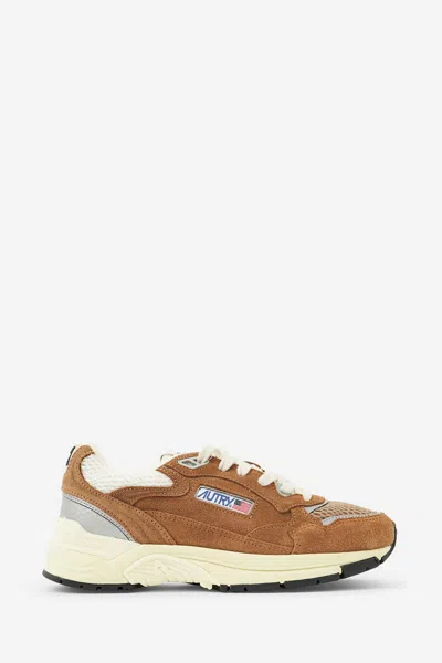 Autry Hyperway Sneakers In Cigar And Silver Mesh And Suede In Multi