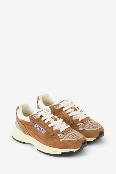Autry Hyperway Sneakers In Cigar And Silver Mesh And Suede In Multi