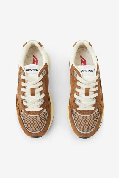 Autry Hyperway Sneakers In Cigar And Silver Mesh And Suede In Multi