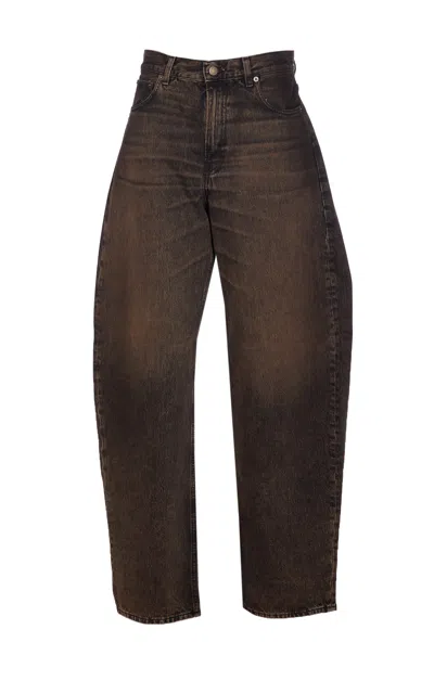 Haikure Wide-leg Tapered Jeans In Brown