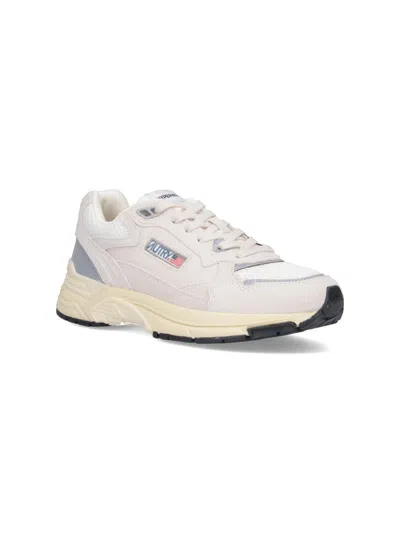 Autry Hyperway Mesh And Metallic Leather-trimmed Suede Sneakers In White