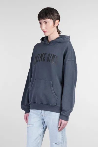 Anine Bing Oversized Grey Sweatshirt With Bold Branding And Relaxed Fit In Blue