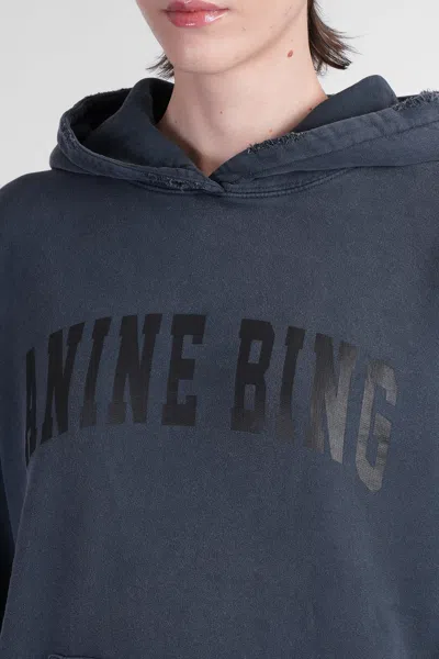 Anine Bing Oversized Grey Sweatshirt With Bold Branding And Relaxed Fit In Blue