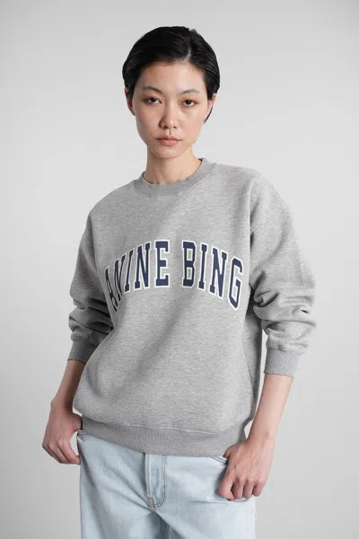 Anine Bing Ribbed Neck Sweatshirt Spencer In Gray