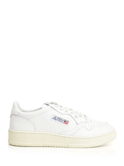 Autry White Leather Light Blue Medalist Sneakers In White