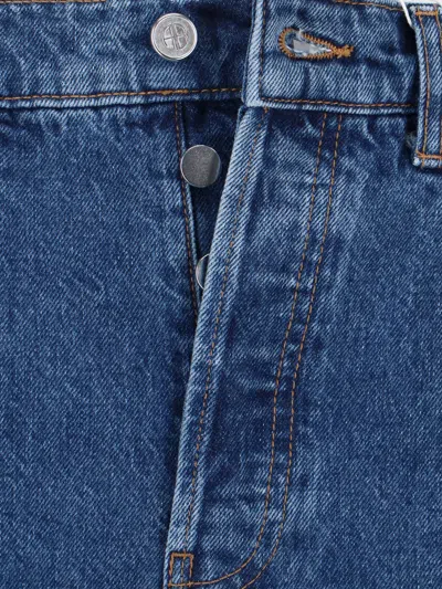 Anine Bing Straight-leg Denim Trousers With High Waist And Side Slits In Blue