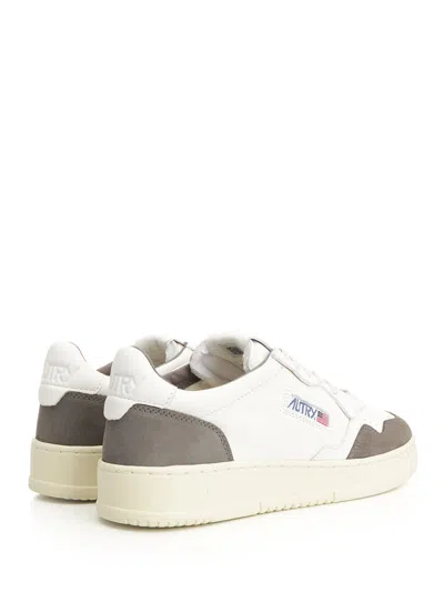 Autry Low Sneaker With Contrast Panels And Perforated Toe In Neutral